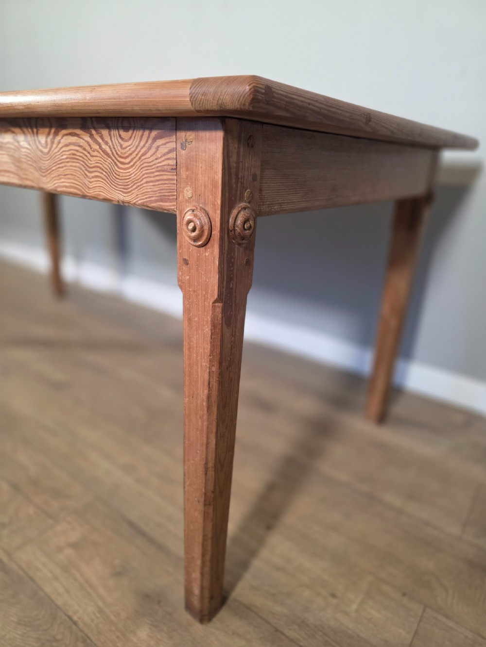 English Pitch Pine Victorian Farmhouse Table 1880s  View IX
