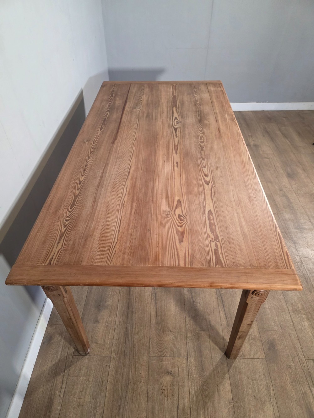 English Pitch Pine Victorian Farmhouse Table 1880s  View X