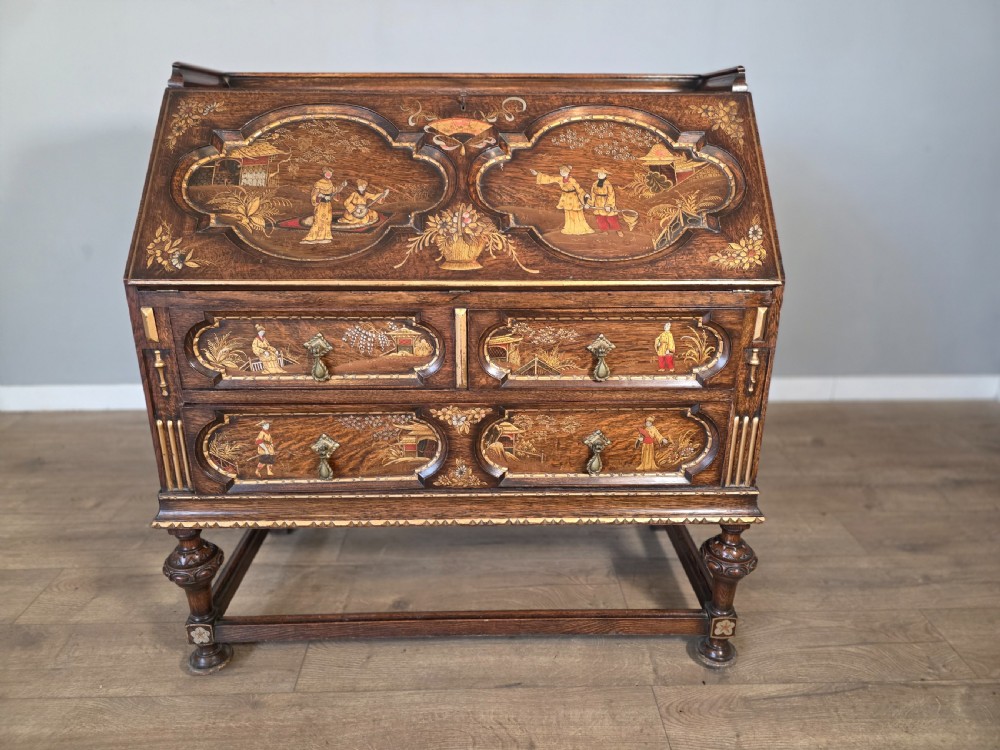 Antique Solid Oak Bureau 1920s  View II