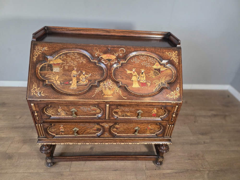 Antique Solid Oak Bureau 1920s  View IV