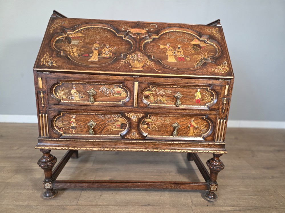 Antique Solid Oak Bureau 1920s  View V