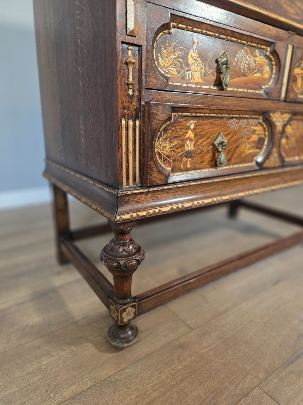 Antique Solid Oak Bureau 1920s  View VII