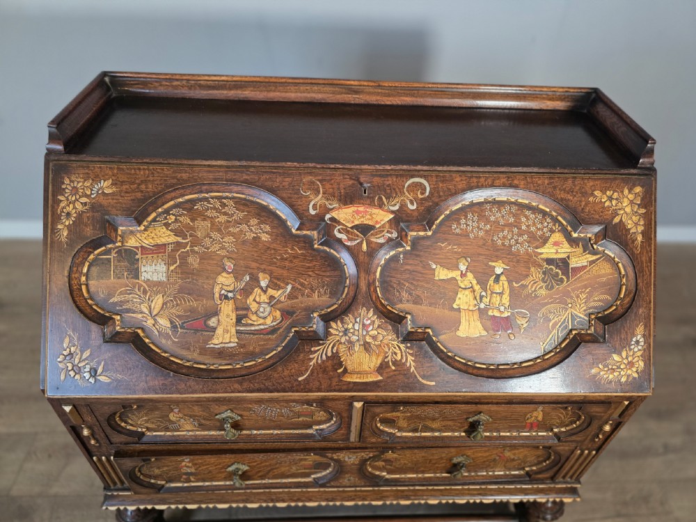 Antique Solid Oak Bureau 1920s  View VIII