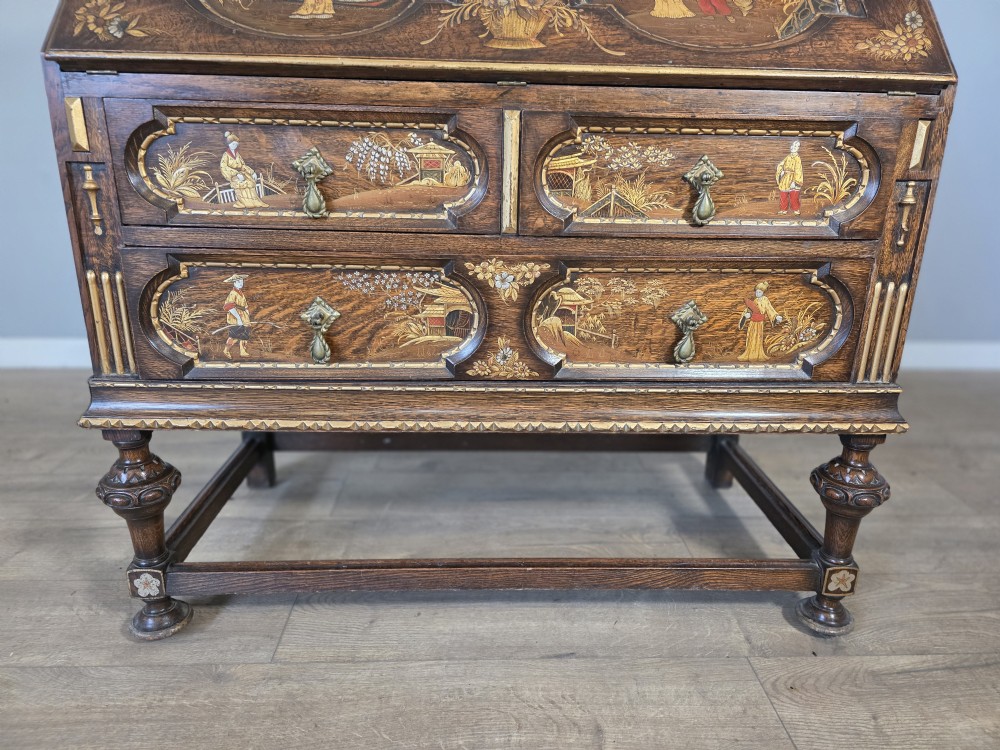 Antique Solid Oak Bureau 1920s  View IX