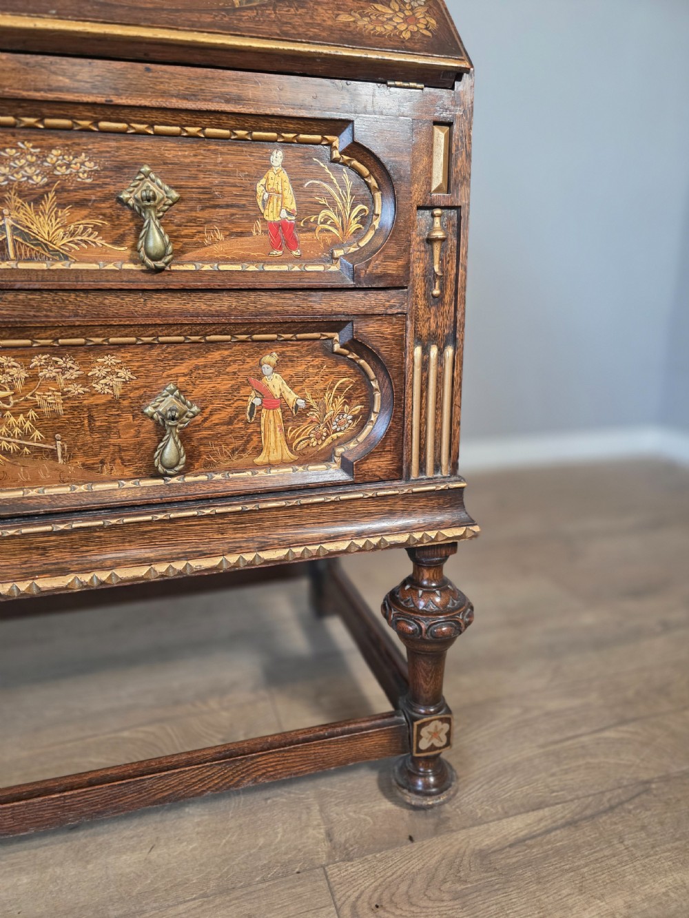 Antique Solid Oak Bureau 1920s  View X