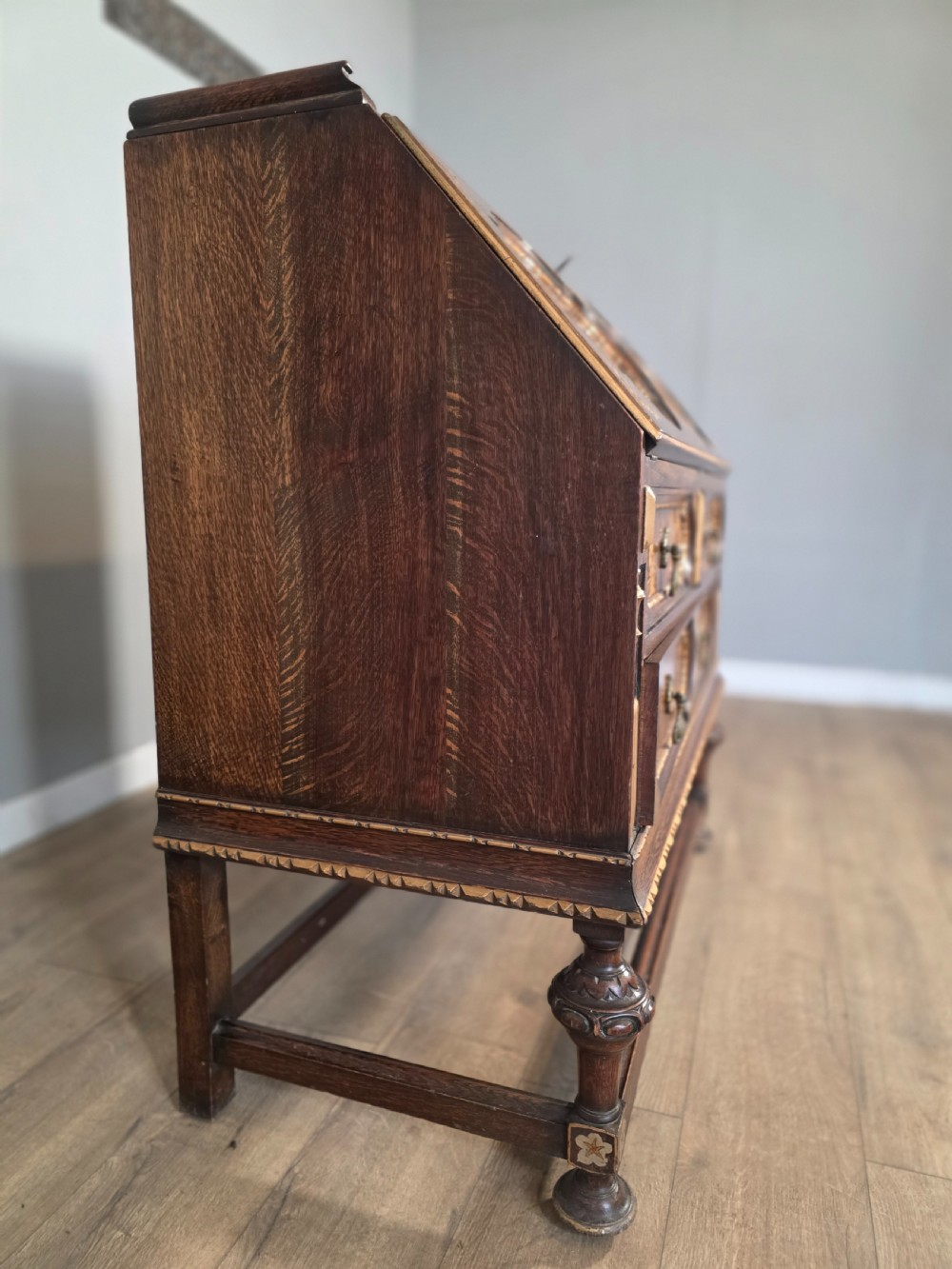 Antique Solid Oak Bureau 1920s  View XII