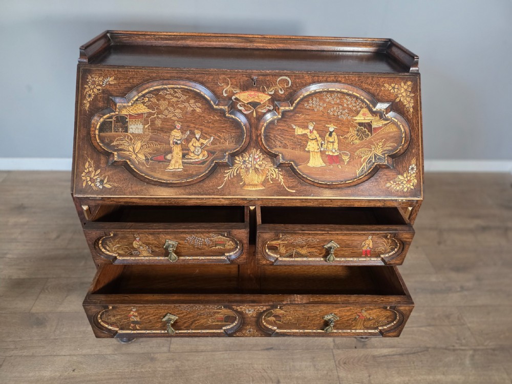 Antique Solid Oak Bureau 1920s  View XVI