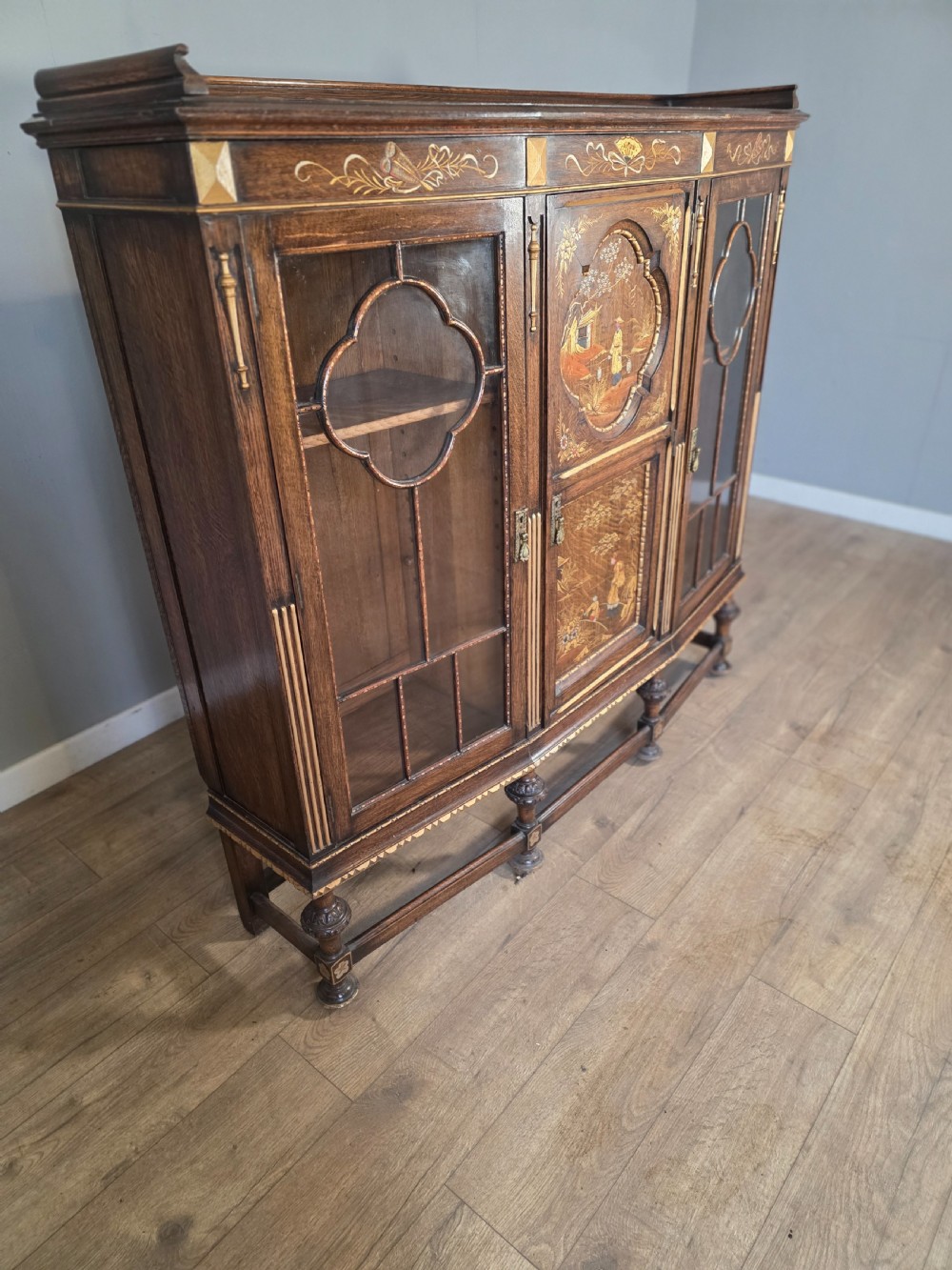 Antique Solid Oak Bookcase 1920s.  View III