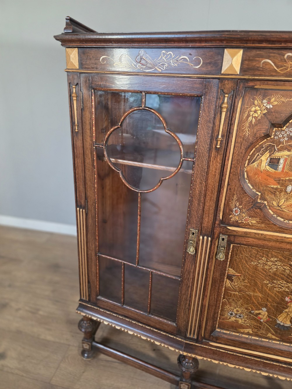 Antique Solid Oak Bookcase 1920s.  View IV