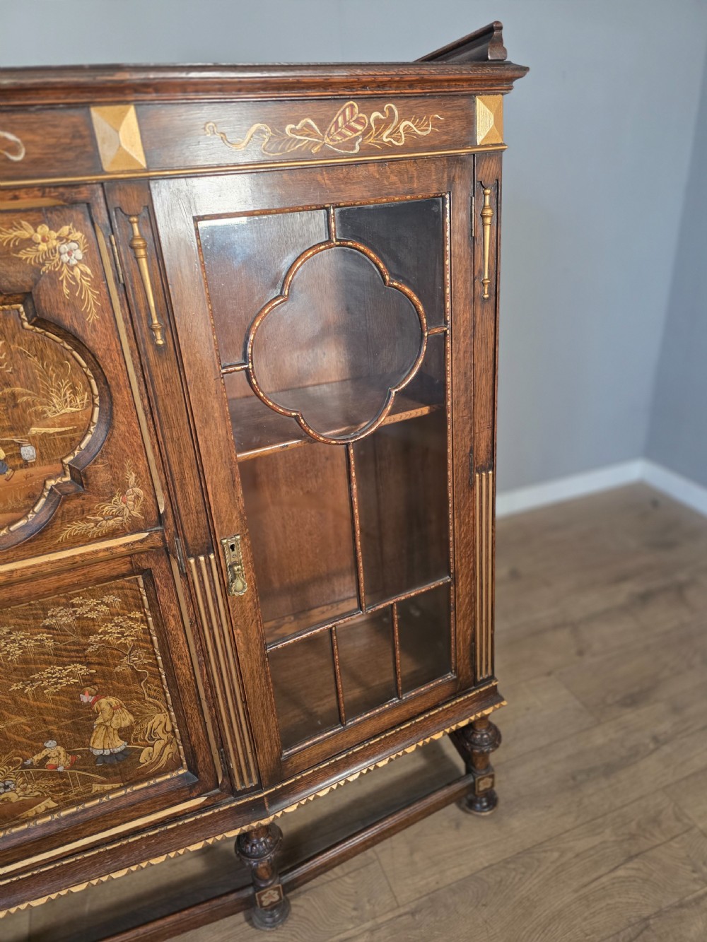 Antique Solid Oak Bookcase 1920s.  View VI