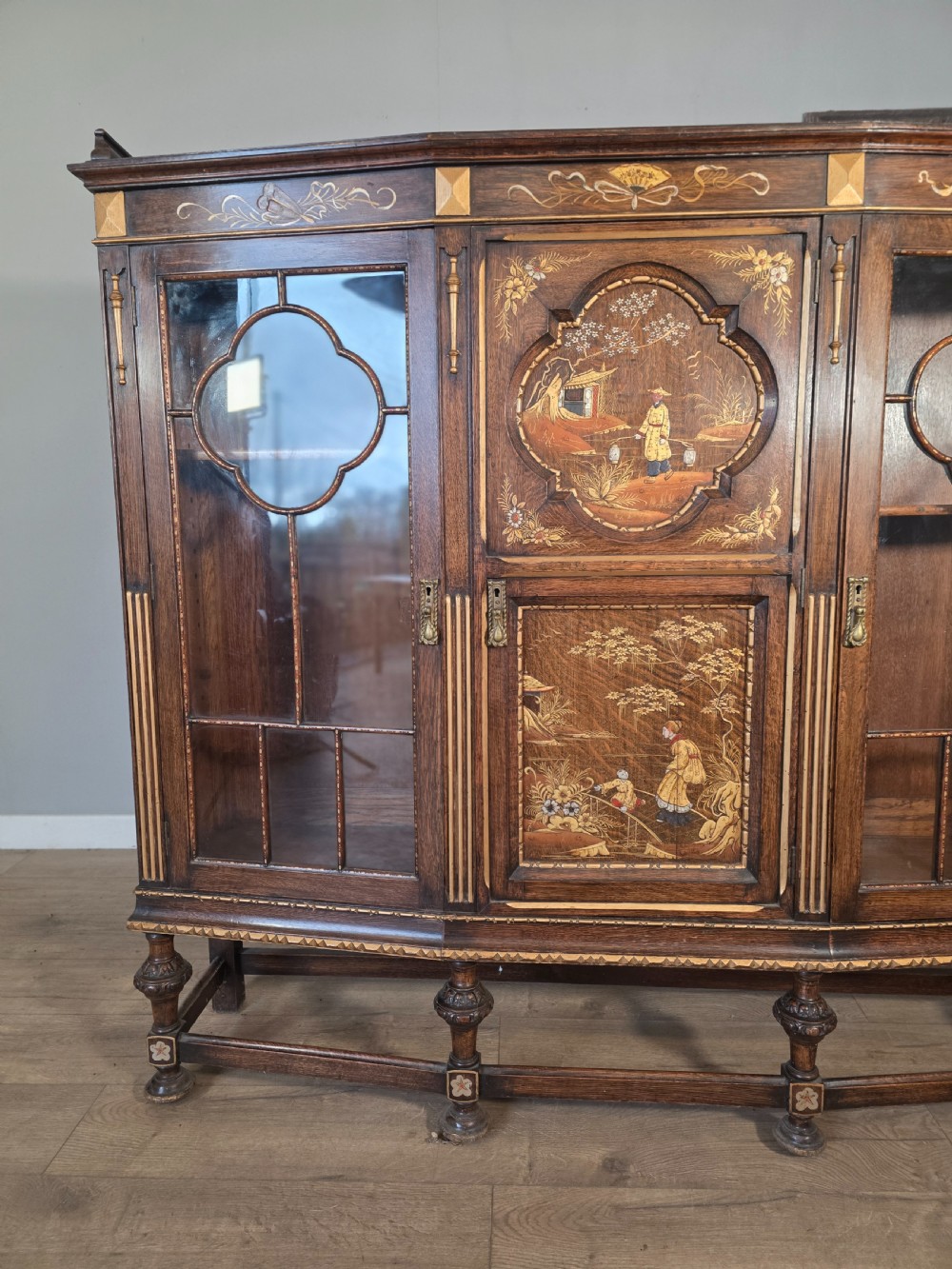 Antique Solid Oak Bookcase 1920s.  View IX