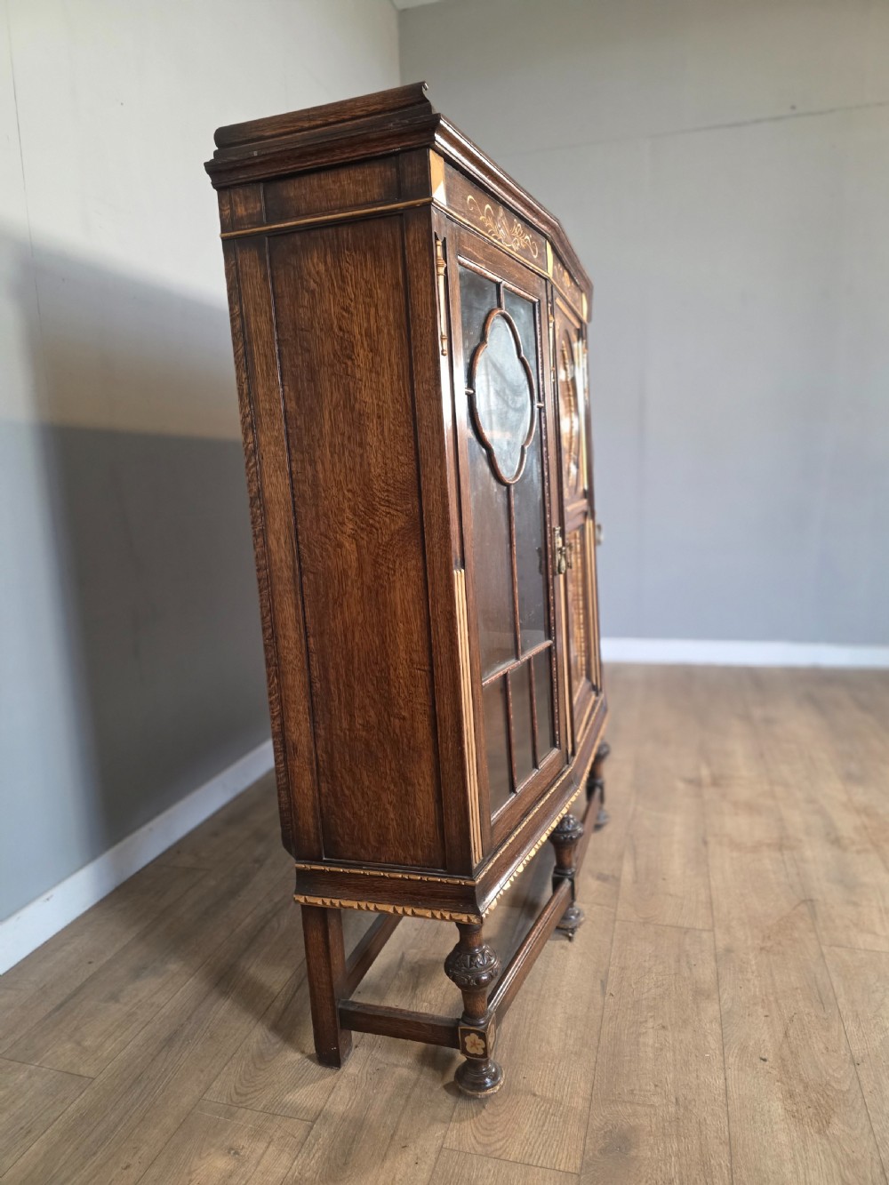 Antique Solid Oak Bookcase 1920s.  View XI