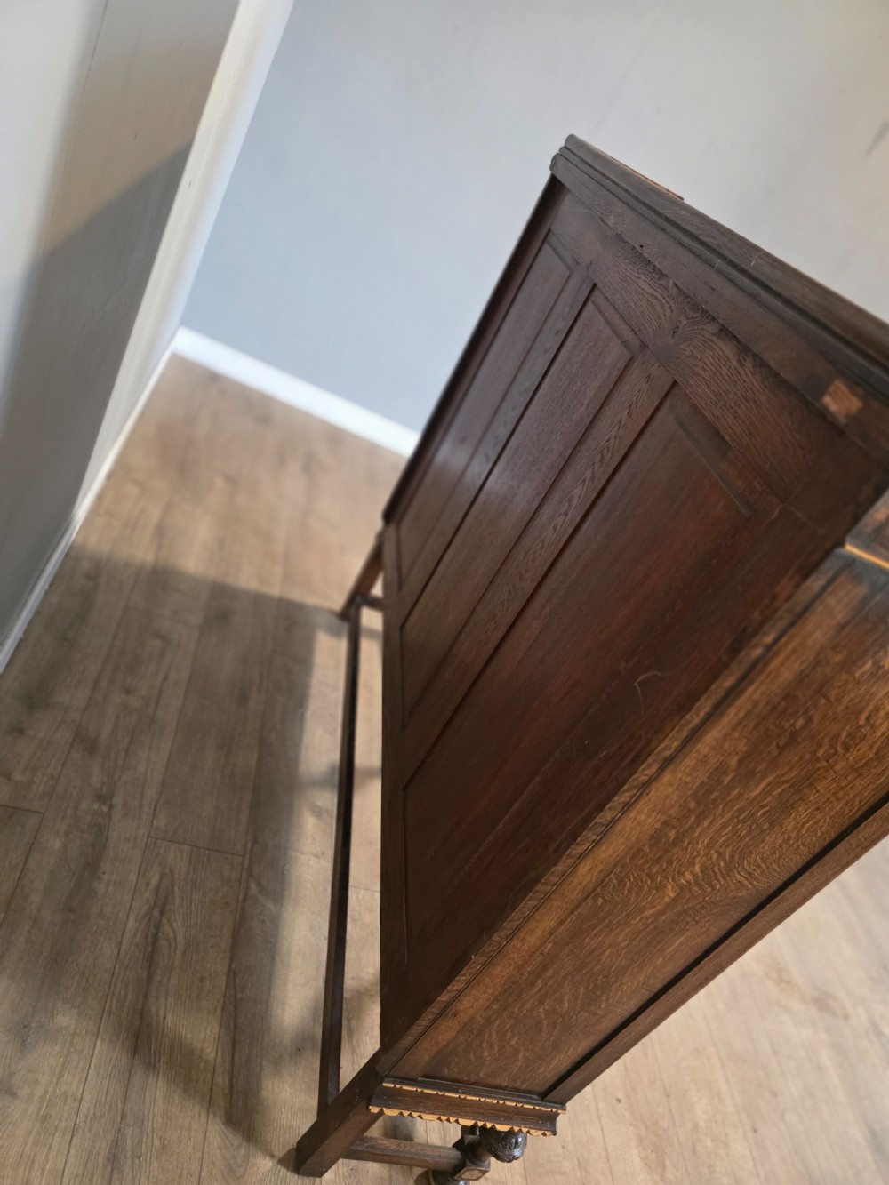 Antique Solid Oak Bookcase 1920s.  View XII