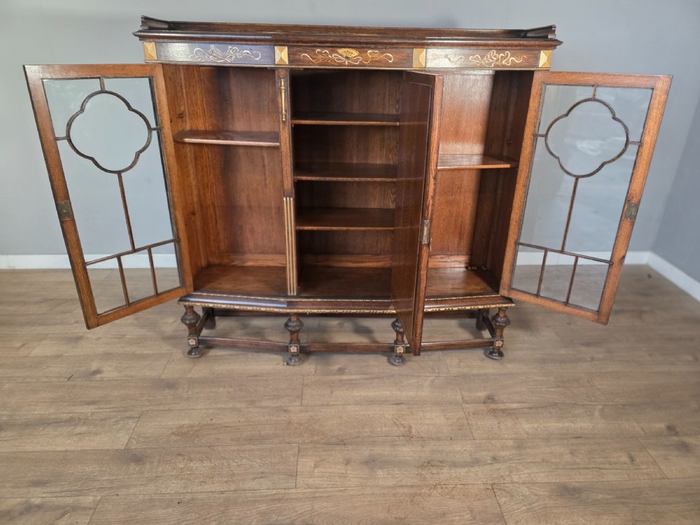 Antique Solid Oak Bookcase 1920s.  View XIII