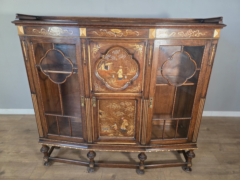 Antique Solid Oak Bookcase 1920s.  View XVII