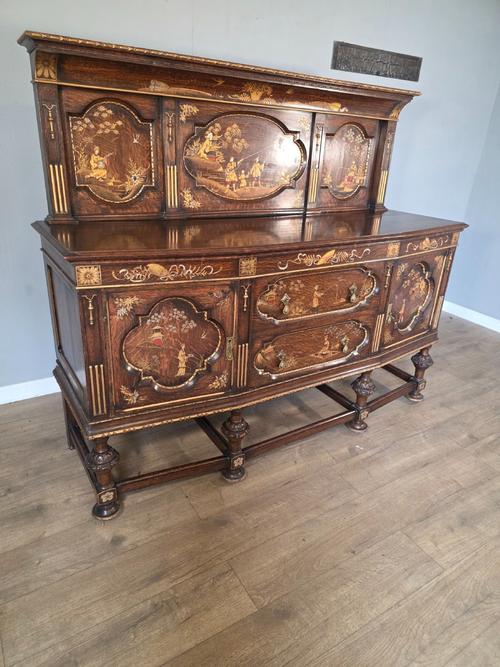 Antique Oak Sideboard with Cutlery and Bottle Drawer  View V