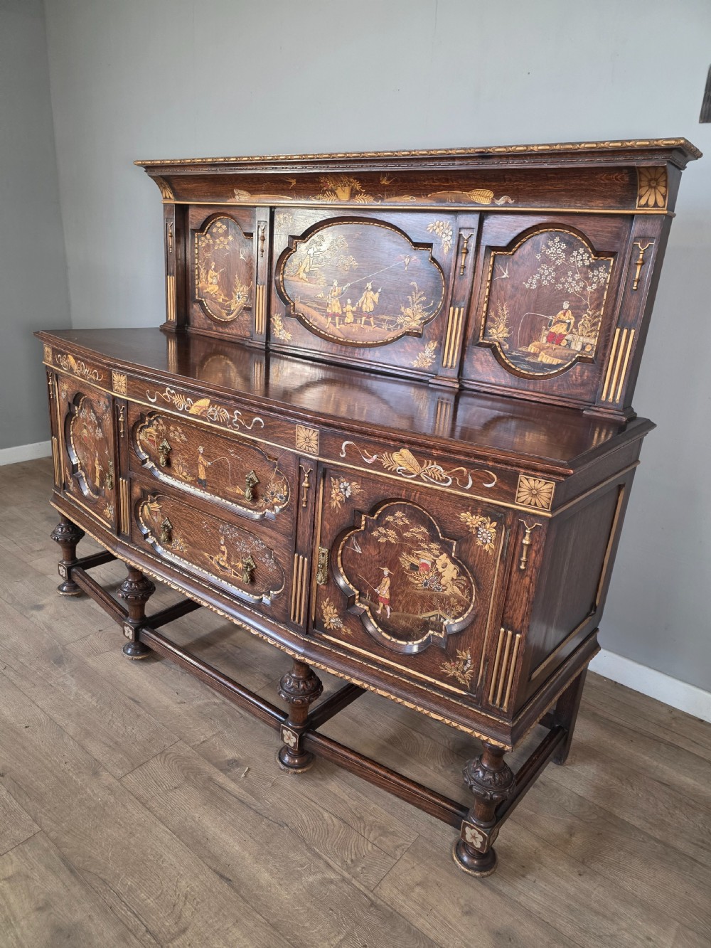 Antique Oak Sideboard with Cutlery and Bottle Drawer  View VI
