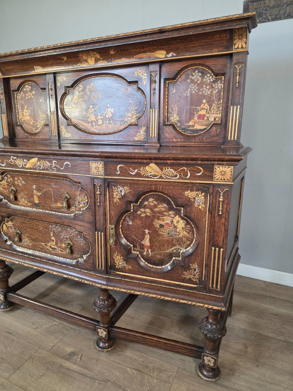 Antique Oak Sideboard with Cutlery and Bottle Drawer  View VIII