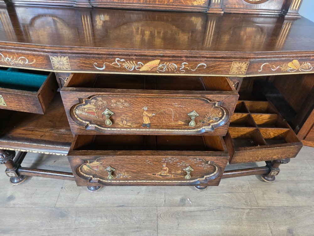Antique Oak Sideboard with Cutlery and Bottle Drawer  View XVI