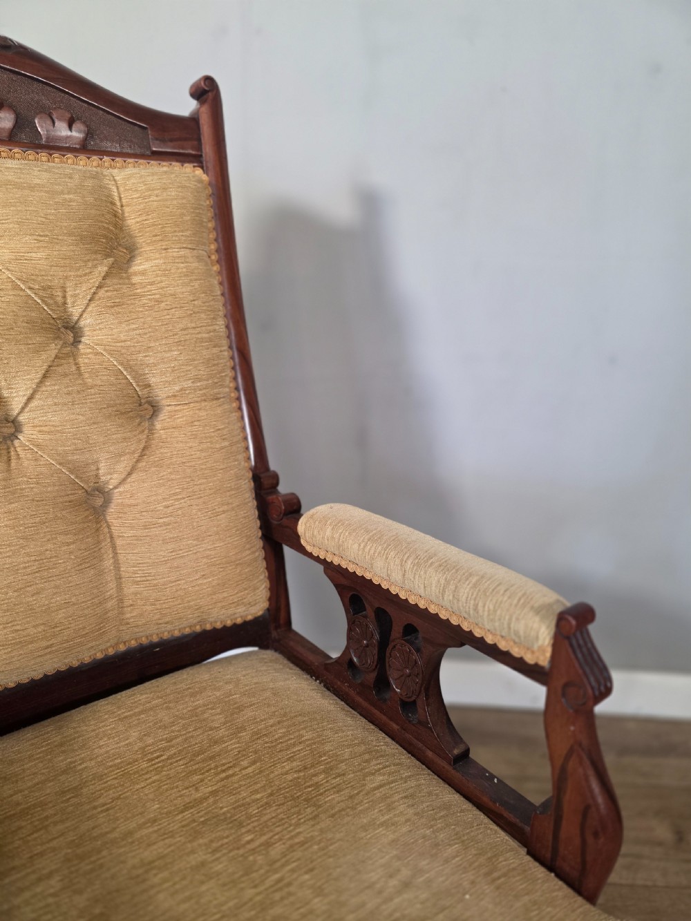 Antique Walnut Edwardian Chair 1920s.  View XI