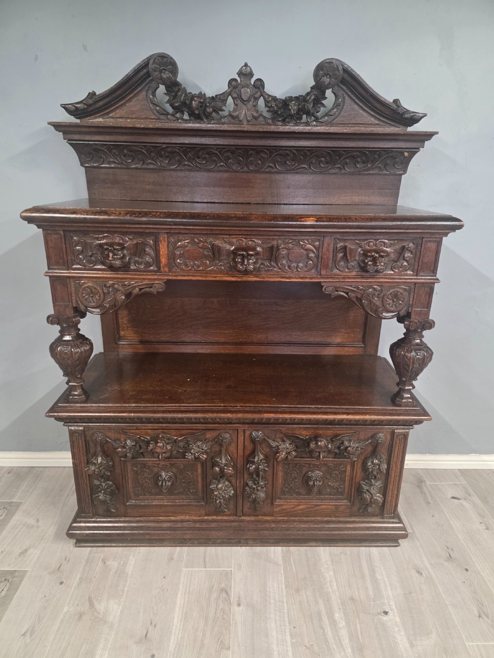 Antique Large Oak Carved Buffet/Server 1890s View II