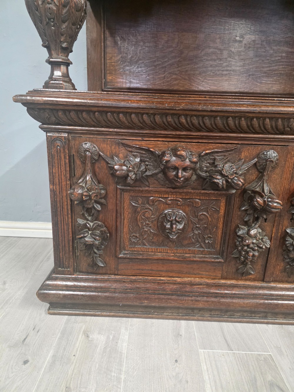 Antique Large Oak Carved Buffet/Server 1890s View IV
