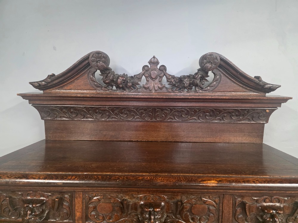 Antique Large Oak Carved Buffet/Server 1890s View VII