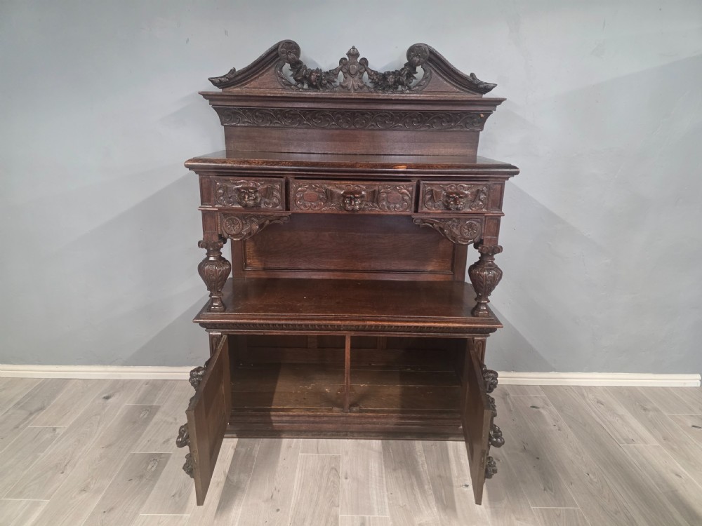 Antique Large Oak Carved Buffet/Server 1890s View VIII