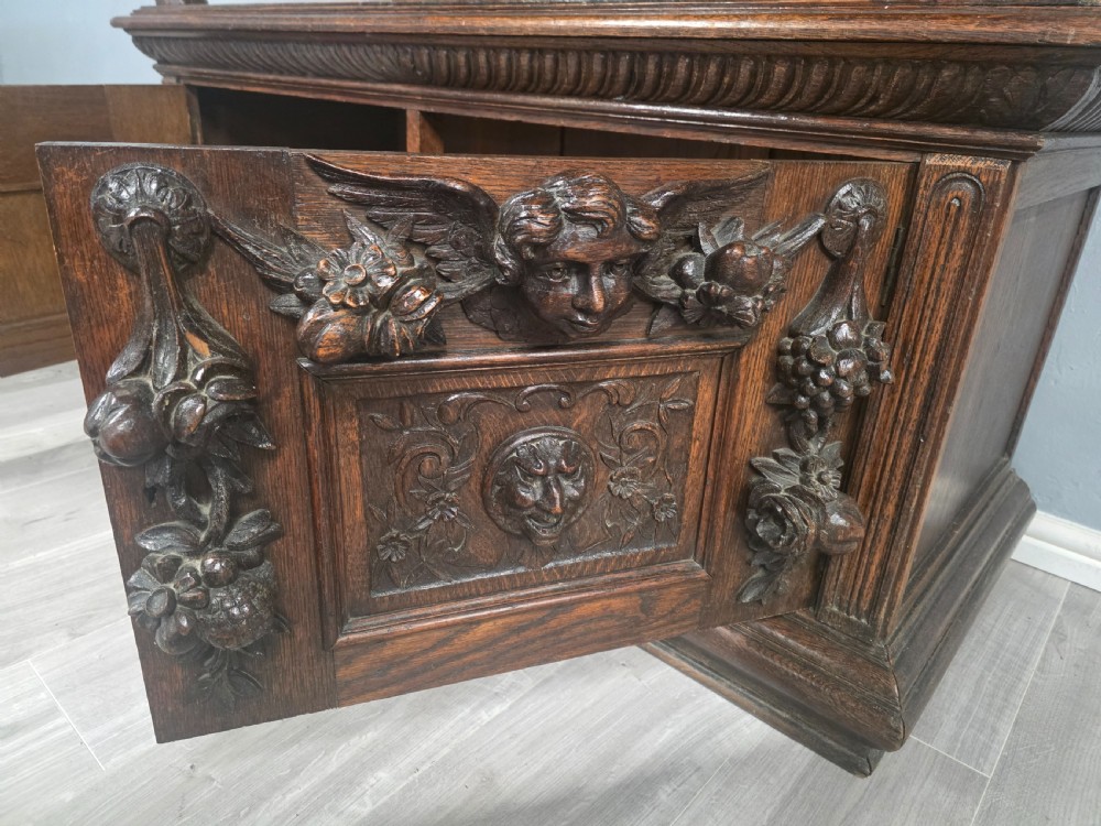 Antique Large Oak Carved Buffet/Server 1890s View X