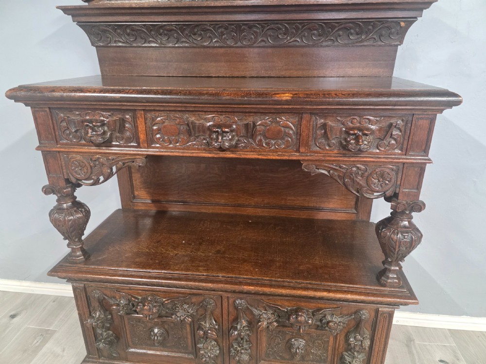 Antique Large Oak Carved Buffet/Server 1890s View XIV