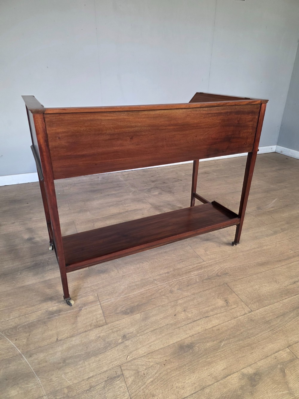 Antique Edwardian Inlaid Maghongy Leather Top Desk  View XI
