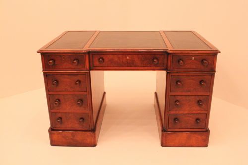 Burr Walnut 9 Drawer Partners Desk