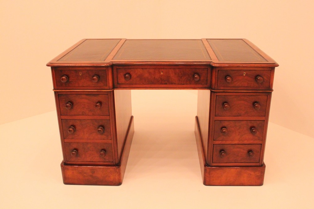 Burr walnut 9 drawer partners desk