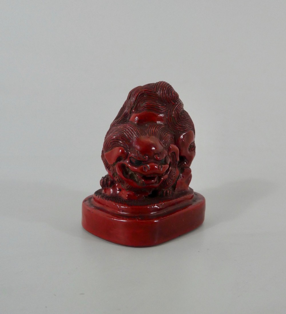 Japanese red lacquer netsuke, c. 1820, Edo Period.