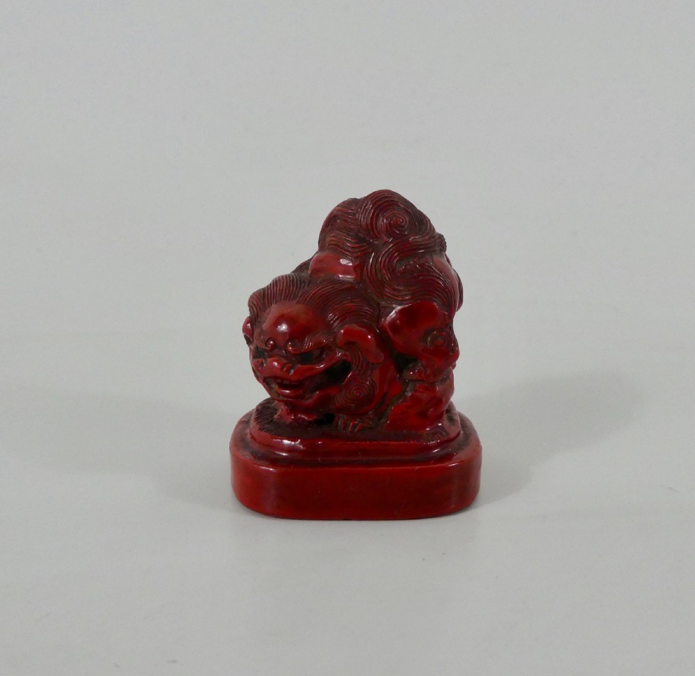 Japanese red lacquer netsuke, c. 1820, Edo Period. View II