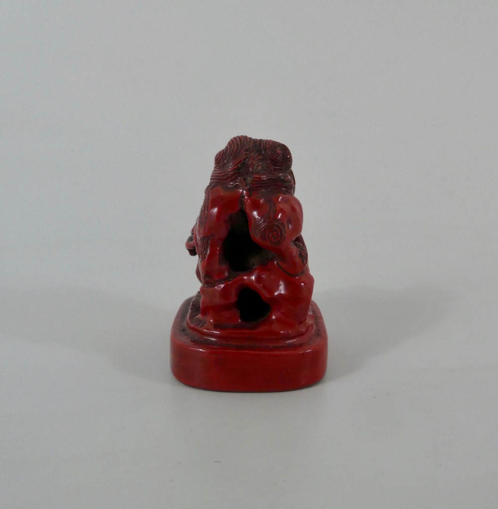 Japanese red lacquer netsuke, c. 1820, Edo Period. View III