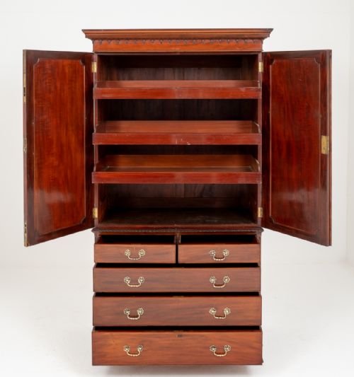 fig 1. Stunning Chippendale Style Mahogany Linen Press