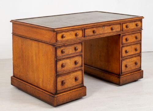 Victorian  Oak Pedestal Desk