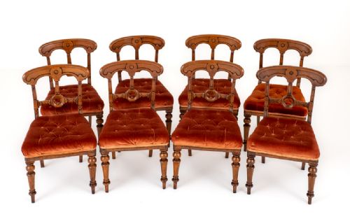 Set of 8 Victorian Oak Dining Chairs