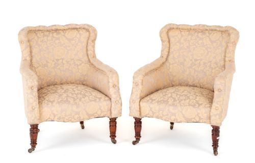 Pair of Victorian Upholstered Club Chairs