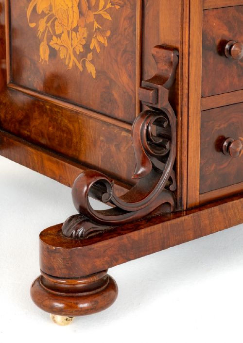 fig 1. Victorian Marquetry Walnut Davenport