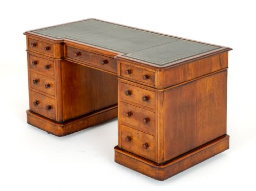 Victorian Walnut Pedestal Desk