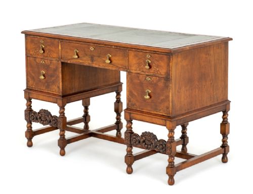Jacobean Revival Walnut Writing Desk