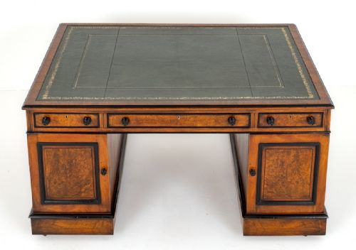 fig 1. Impressive Victorian Burr Walnut Partners Desk
