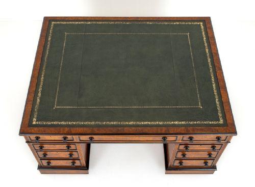 fig 2. Impressive Victorian Burr Walnut Partners Desk