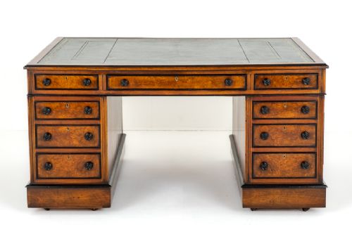fig 3. Impressive Victorian Burr Walnut Partners Desk