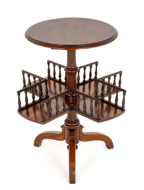 Victorian Walnut Revolving Galleried Table