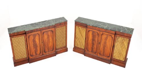 Pair of Regency Style Mahogany Breakfront Sideboards