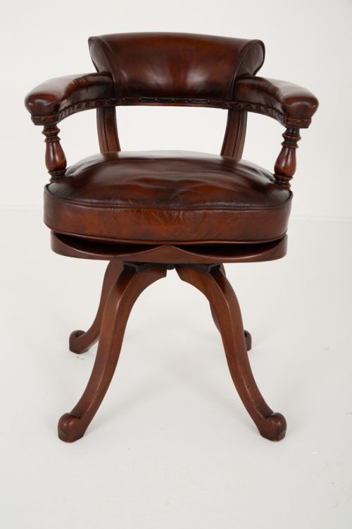 fig 1. Good Mahogany and Leather Office Chair
