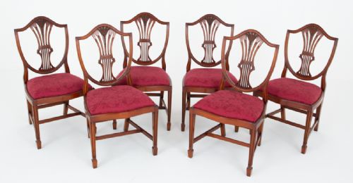 Set of 6 Mahogay Hepplewhite Style Dining Chairs
